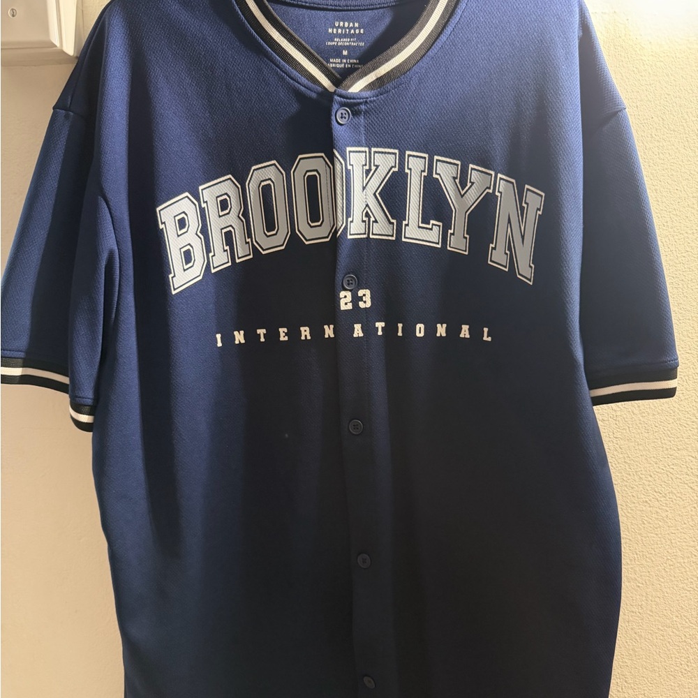 Urban Heritage Navy and White Striped Collar Shirt